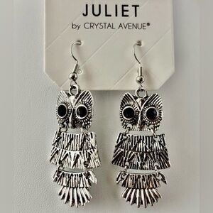 Juliet By Crystal Avenue Owl w/black rhinestone eyes, fish hook  drop,bendable